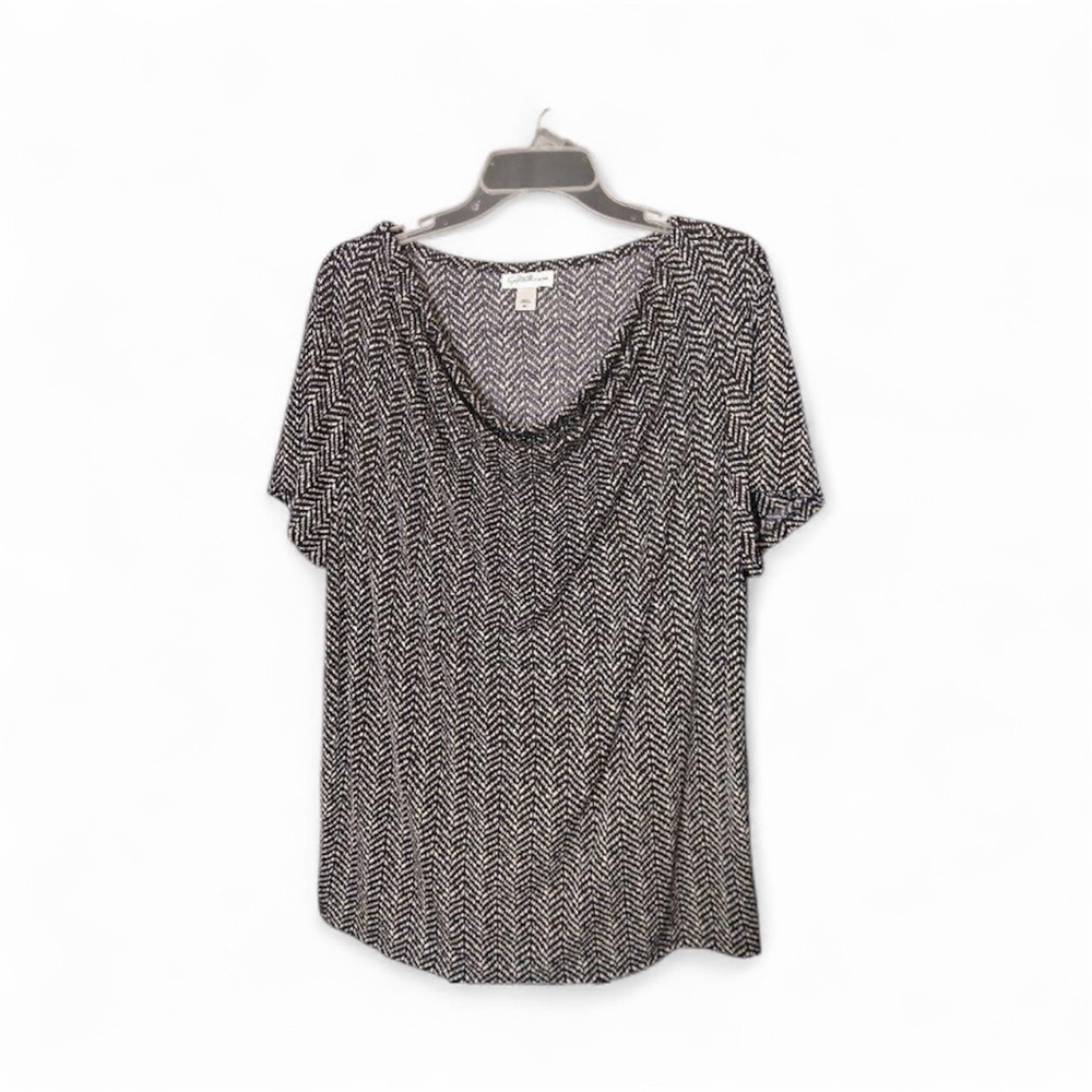 JD Sports Collection Women’s XXL Black & White Chevron Cowl Neck Top (54JC)